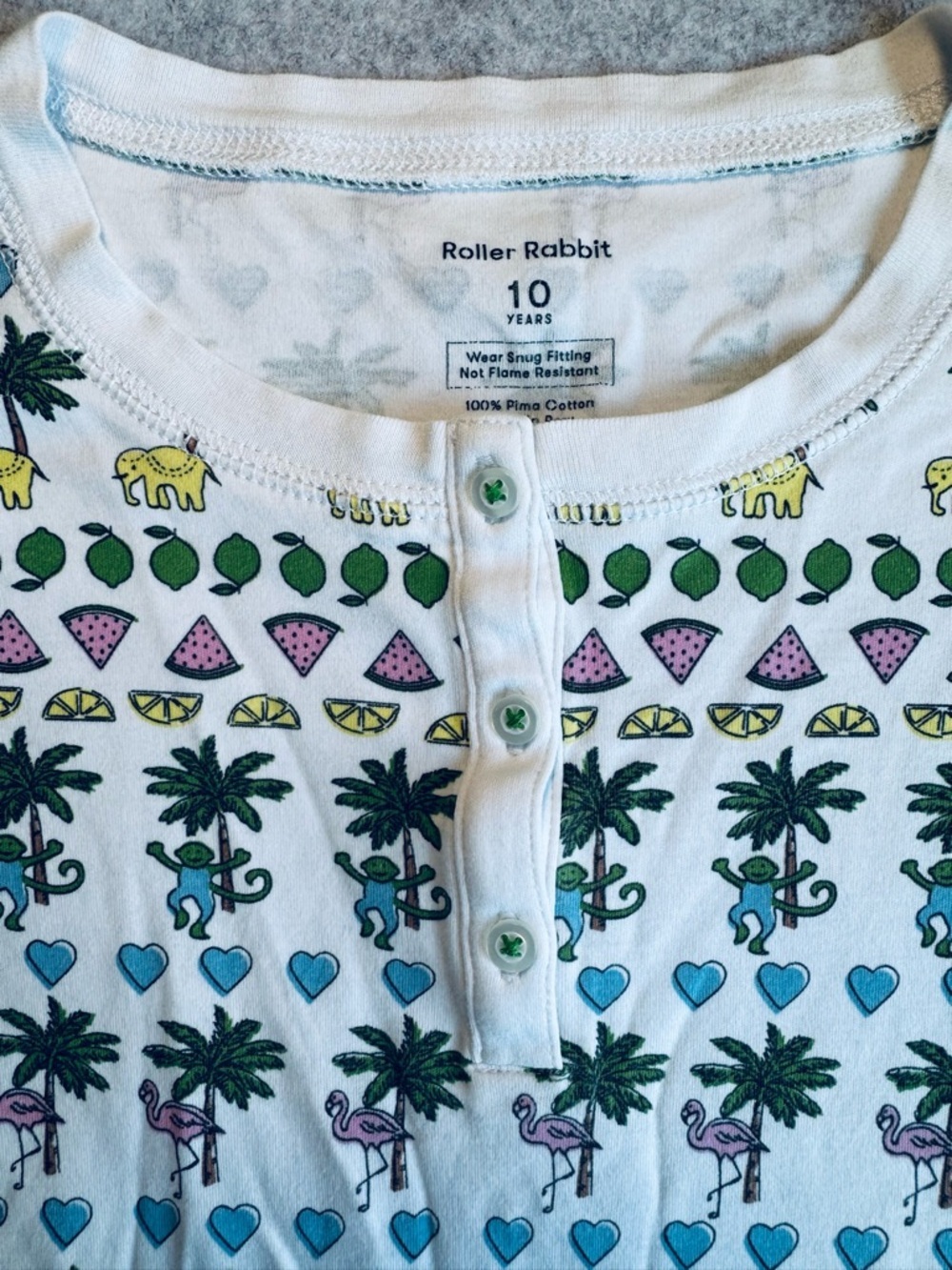Roller Rabbit Kids Palm Beach Monkey Print Pajamas Size 10Y - Picture 4 of 6